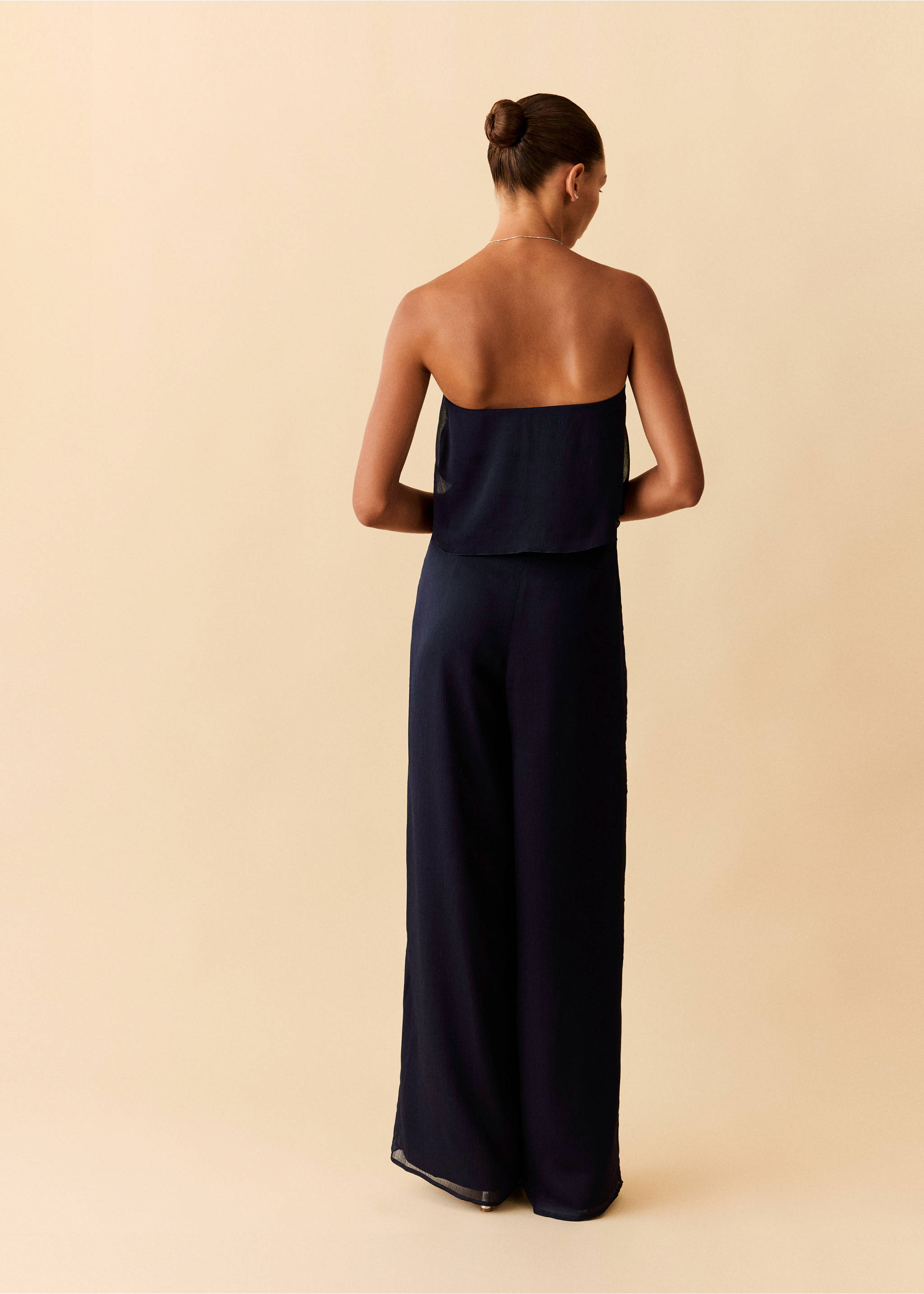 Strapless jumpsuit - Reverse of the article, Navy. Ref: 37094475-00.