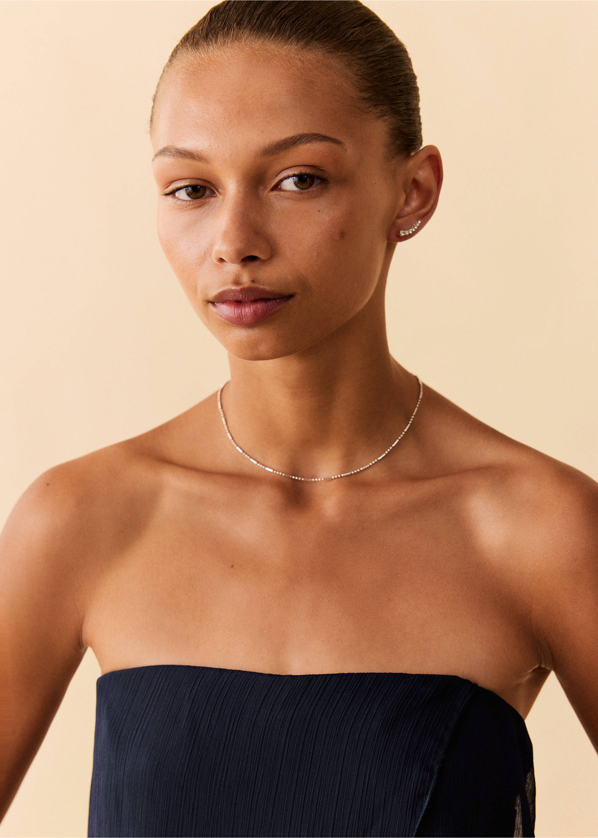 Strapless jumpsuit - Details of the article 1, Navy. Ref: 37094475-00.