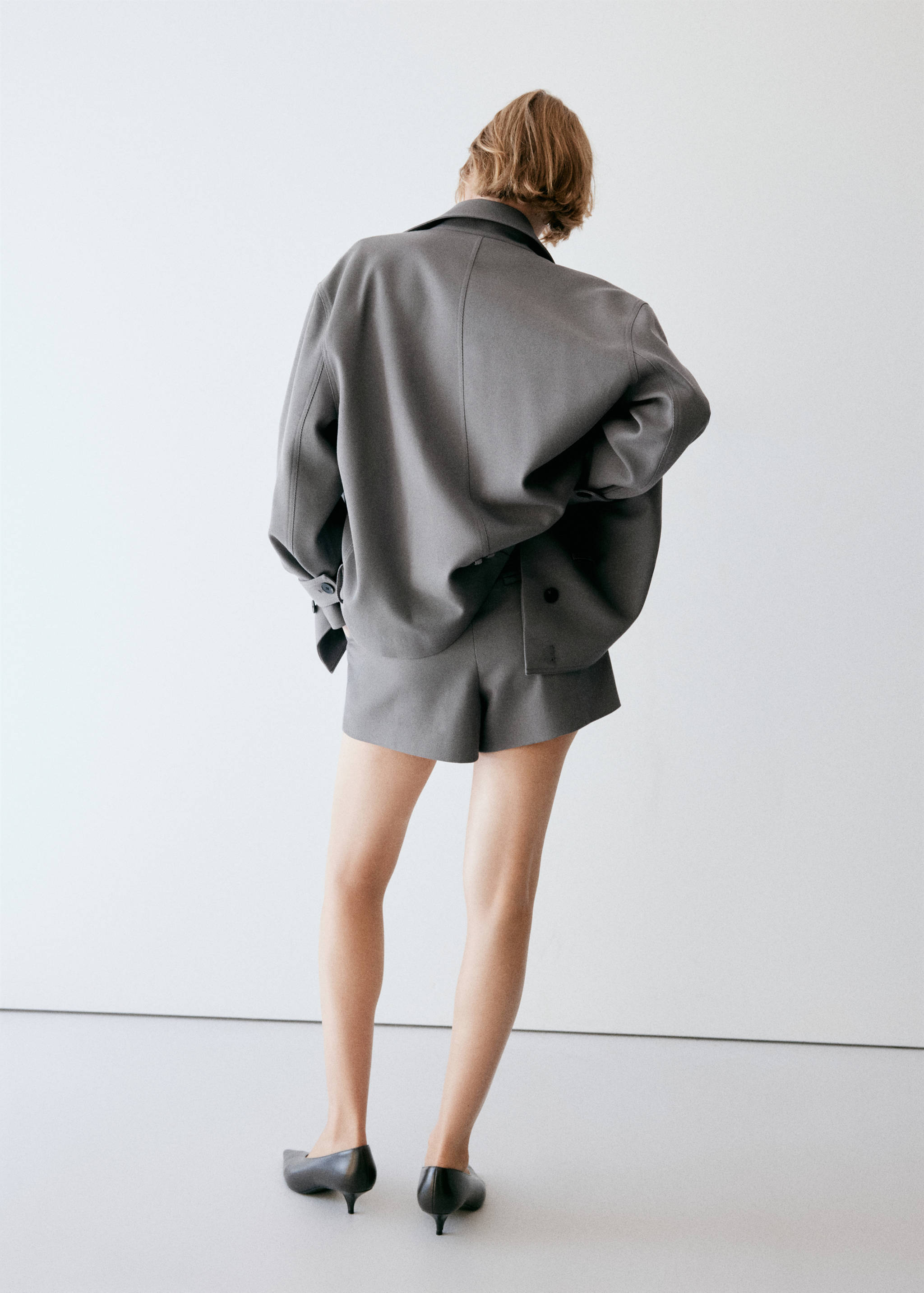 Grey shorts, back view