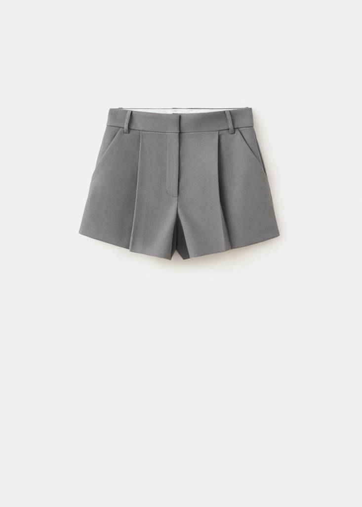 Straight shorts with pleated detail — Grey