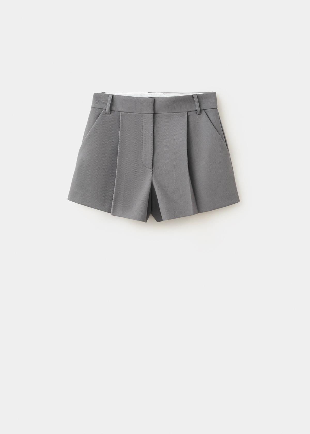 Straight shorts with pleated detail — Grey