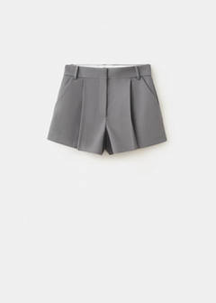 Straight shorts with pleated detail — Grey 4