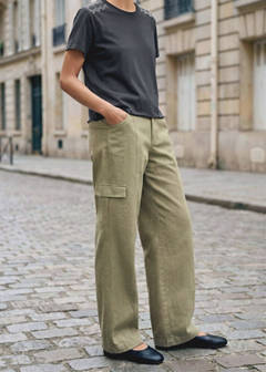 Wide leg cargo jeans — Khaki 3