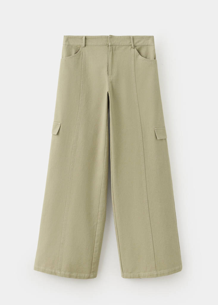 Wide leg cargo jeans — Khaki
