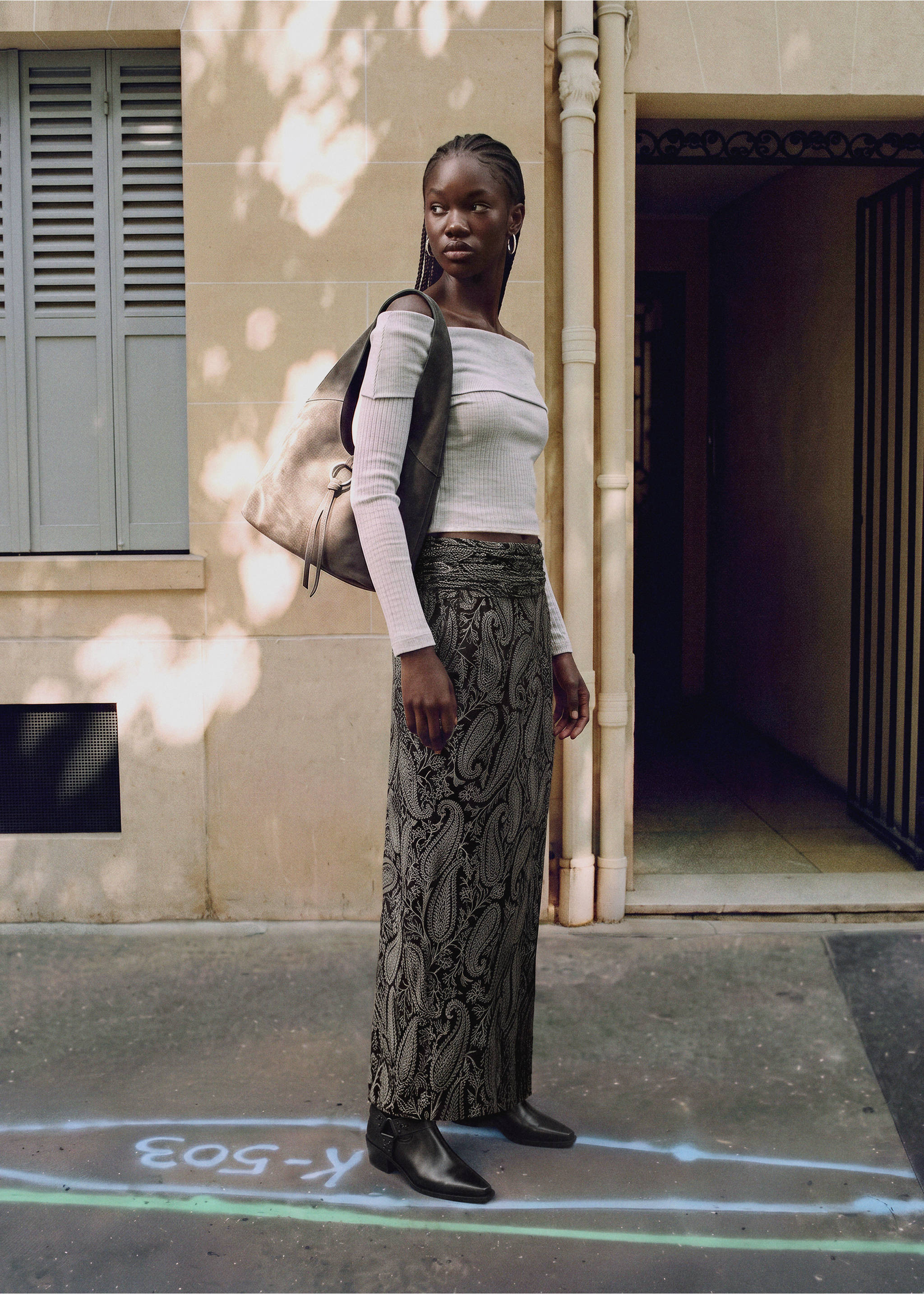 Paisley print chiffon skirt - General plane, Black. Ref: 37094781-00.