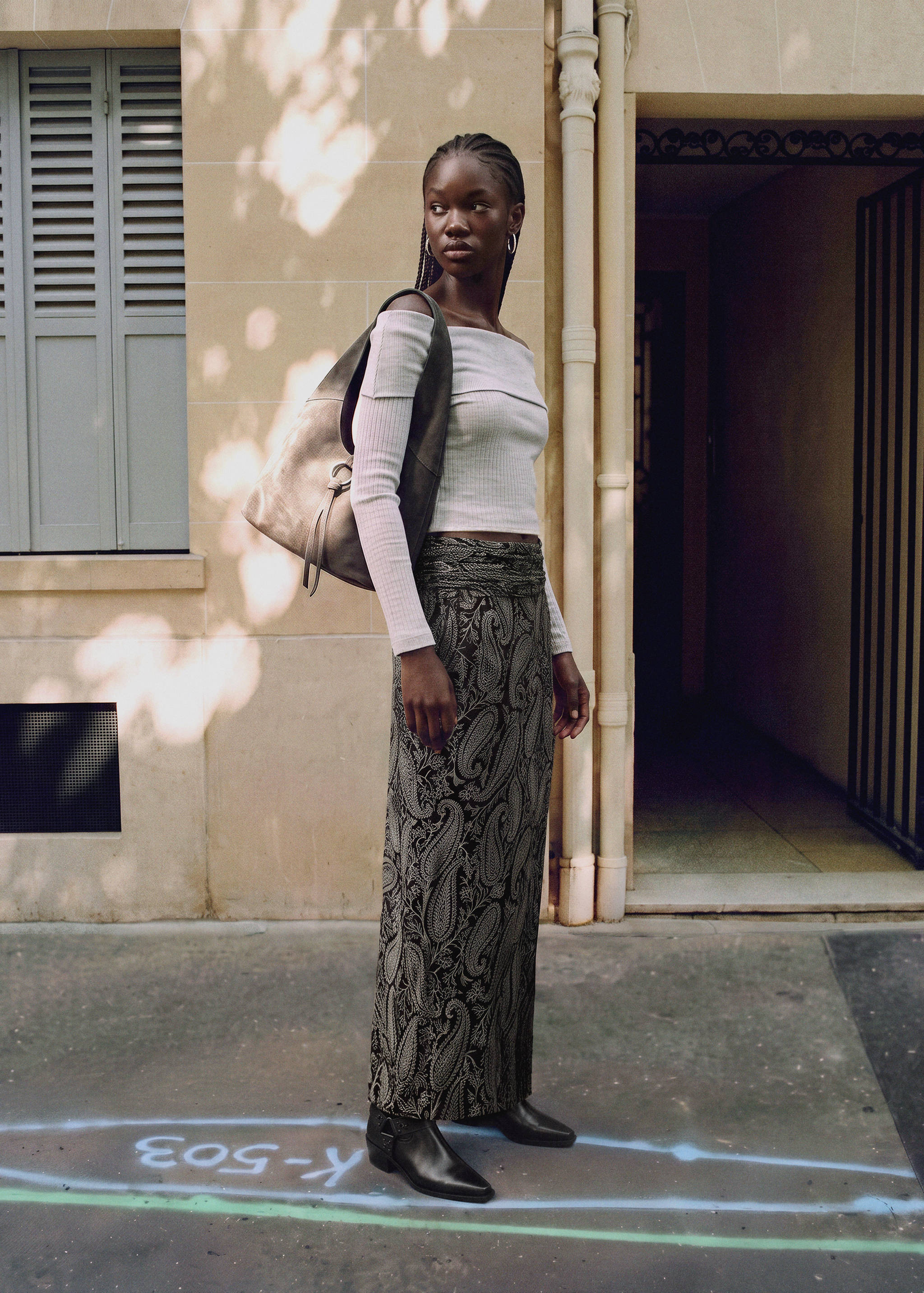 Paisley print chiffon skirt - General plane
