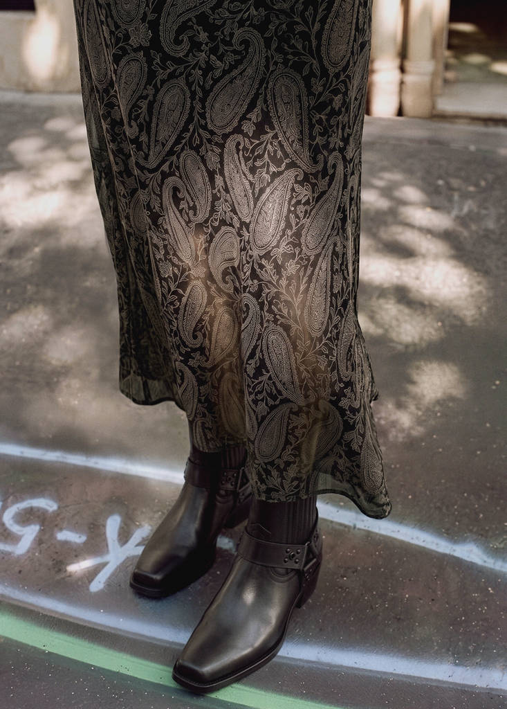 Paisley print chiffon skirt — Black