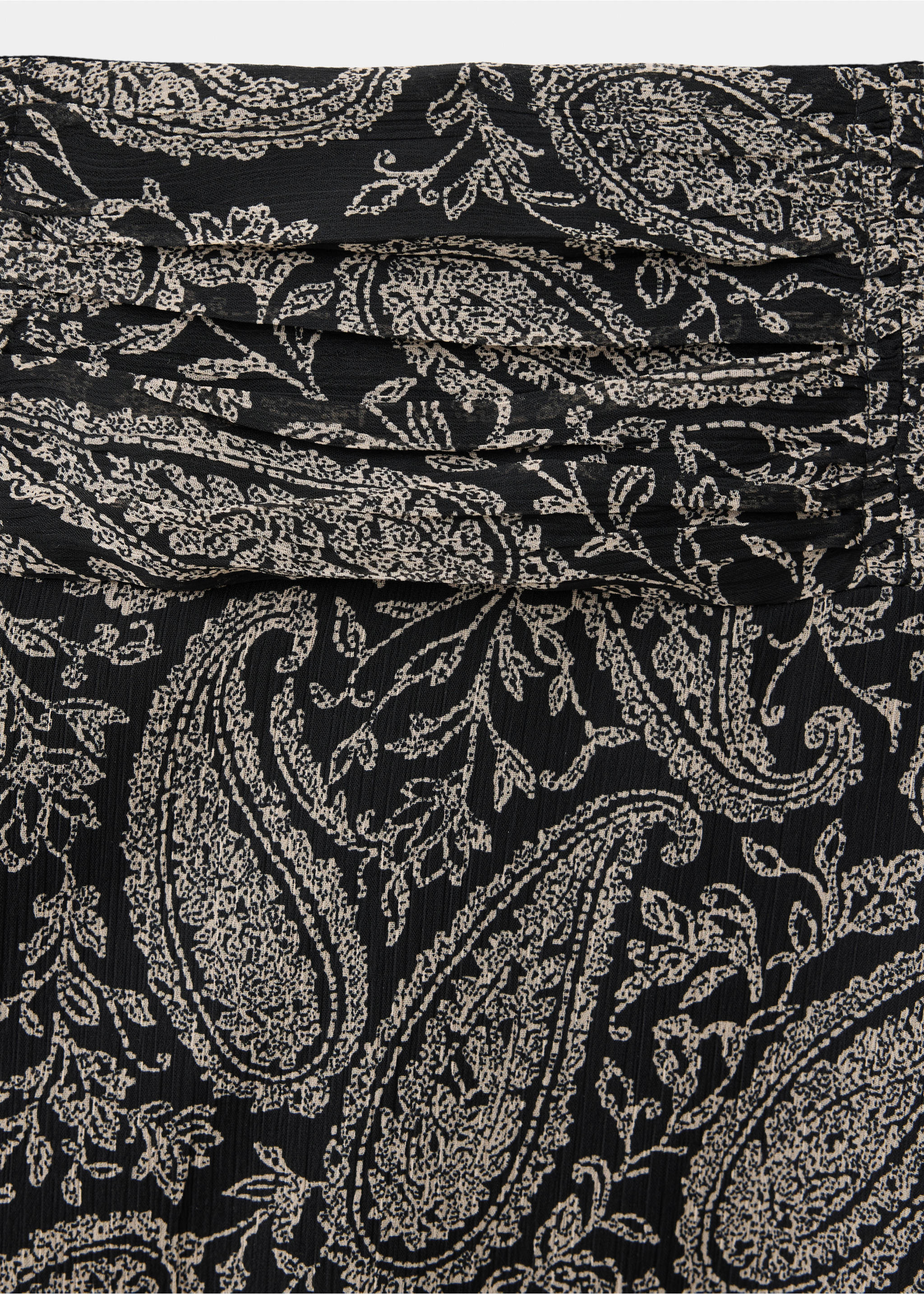 Paisley print chiffon skirt - Details of the article 8, Black. Ref: 37094781-00.