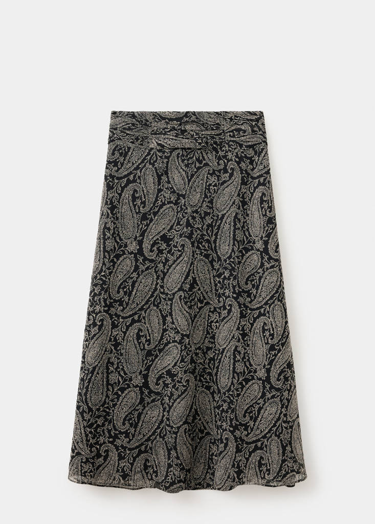 Paisley print chiffon skirt — Black