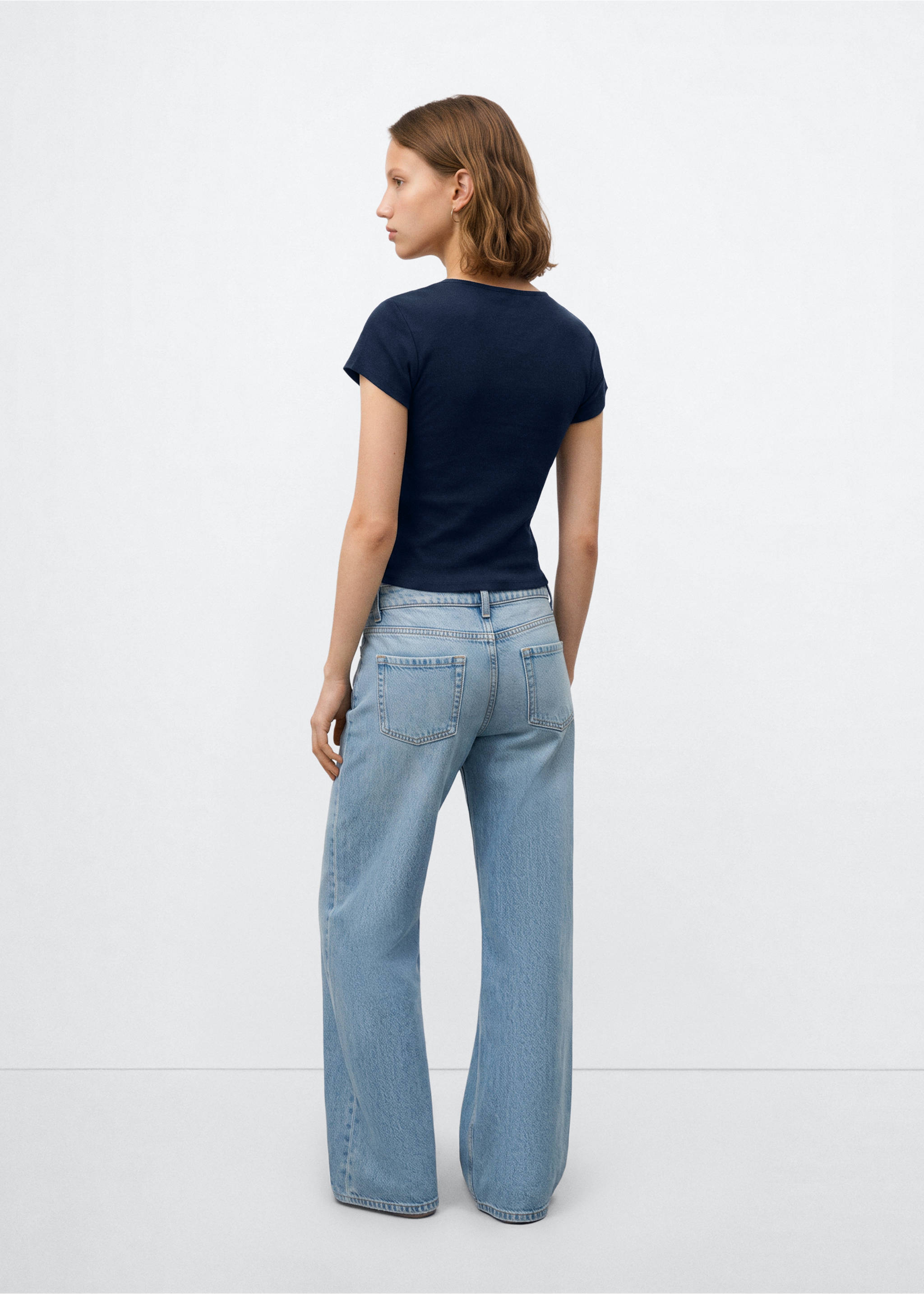 V-neck knitted top - Reverse of the article, Navy. Ref: 37094782-00.