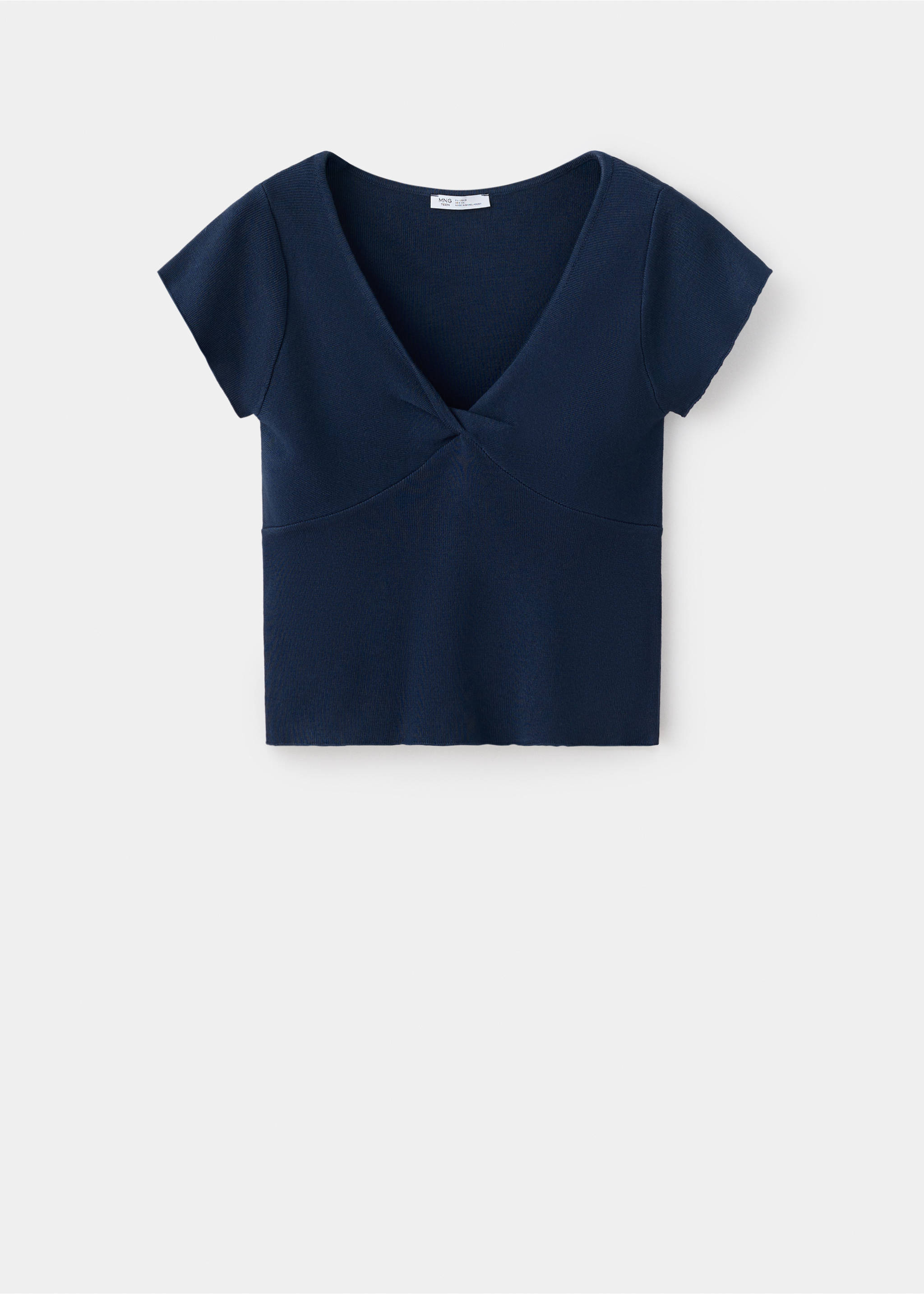 V-neck knitted top - Article without model, Navy. Ref: 37094782-00.