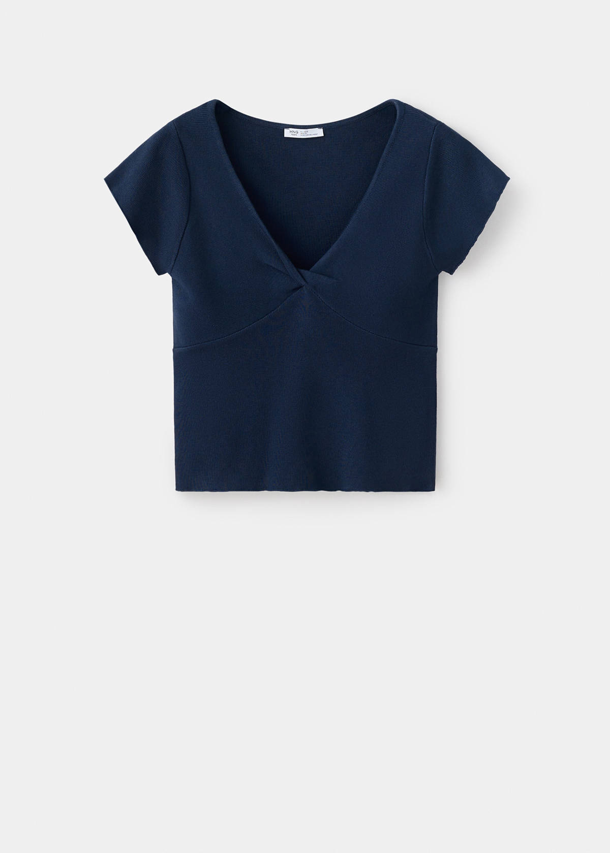 V-neck knitted top — Navy
