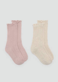 2 pack ribbed socks — Pale Pink 1