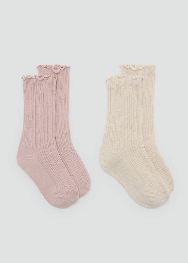 2 pack ribbed socks — Pale Pink