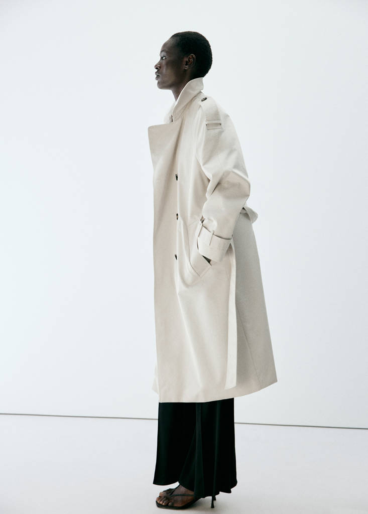 Long double-breasted trench coat — Light/Pastel Grey