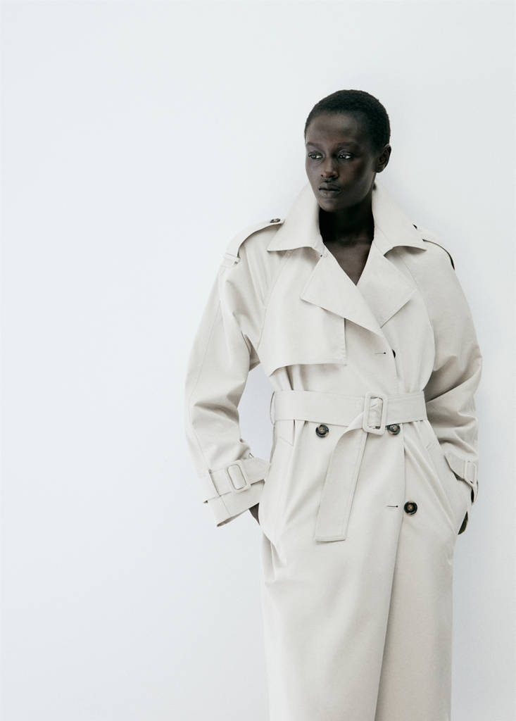 Long double-breasted trench coat — Light/Pastel Grey