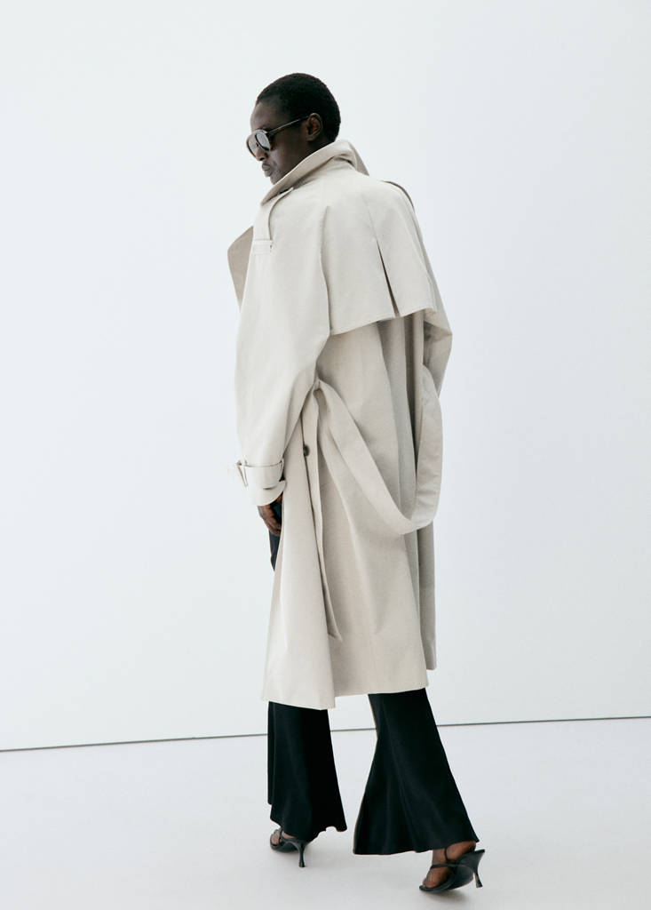 Long double-breasted trench coat — Light/Pastel Grey