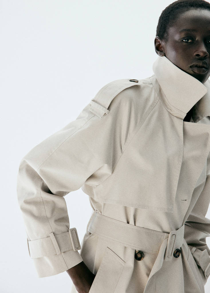 Long double-breasted trench coat — Light/Pastel Grey