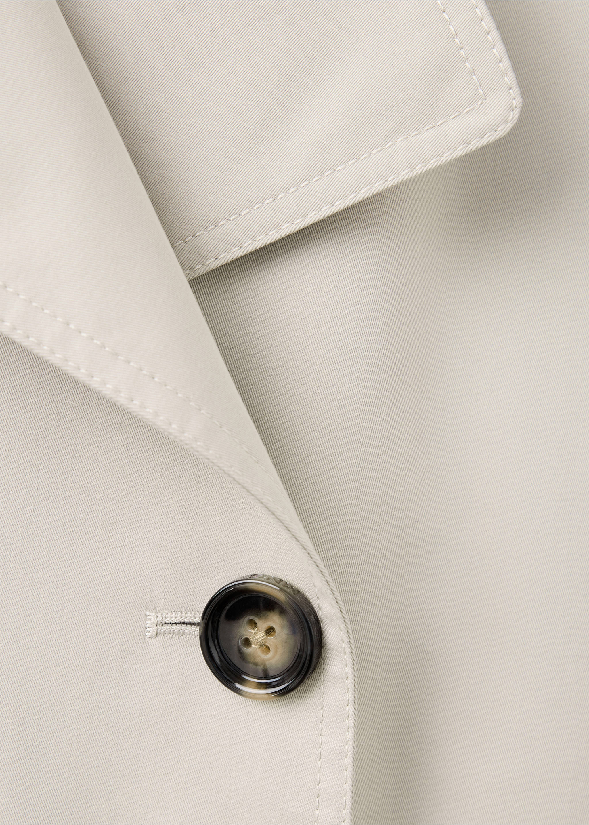Long double-breasted trench coat - Details of the article 8, Light/Pastel Grey. Ref: 37094786-00.