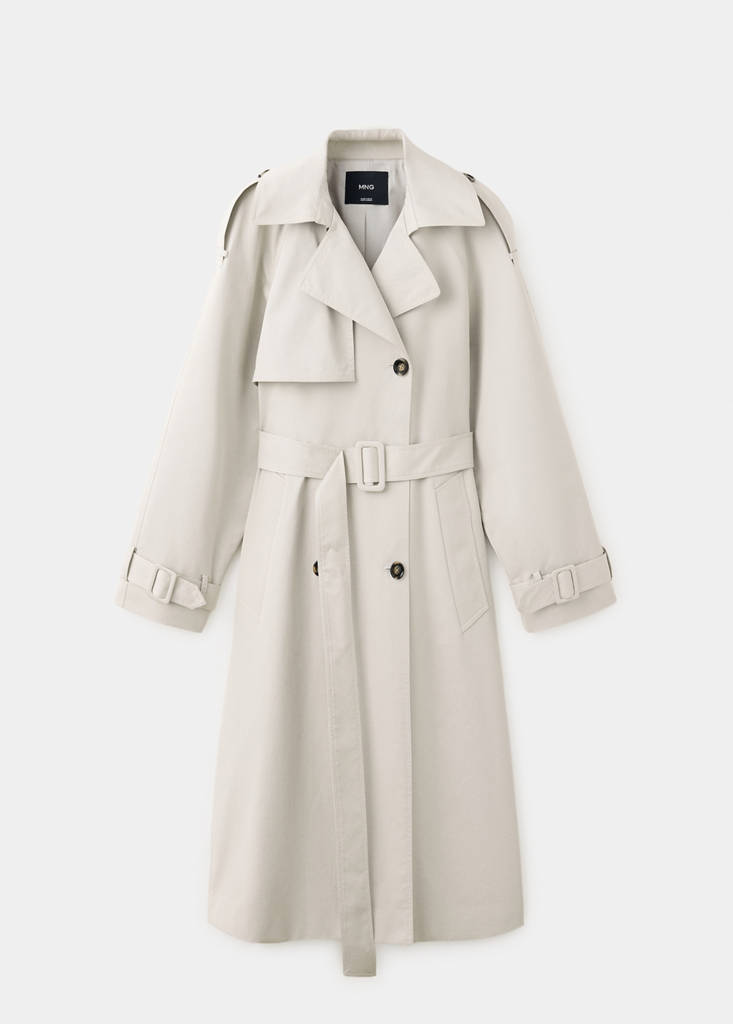 Long double-breasted trench coat — Light/Pastel Grey