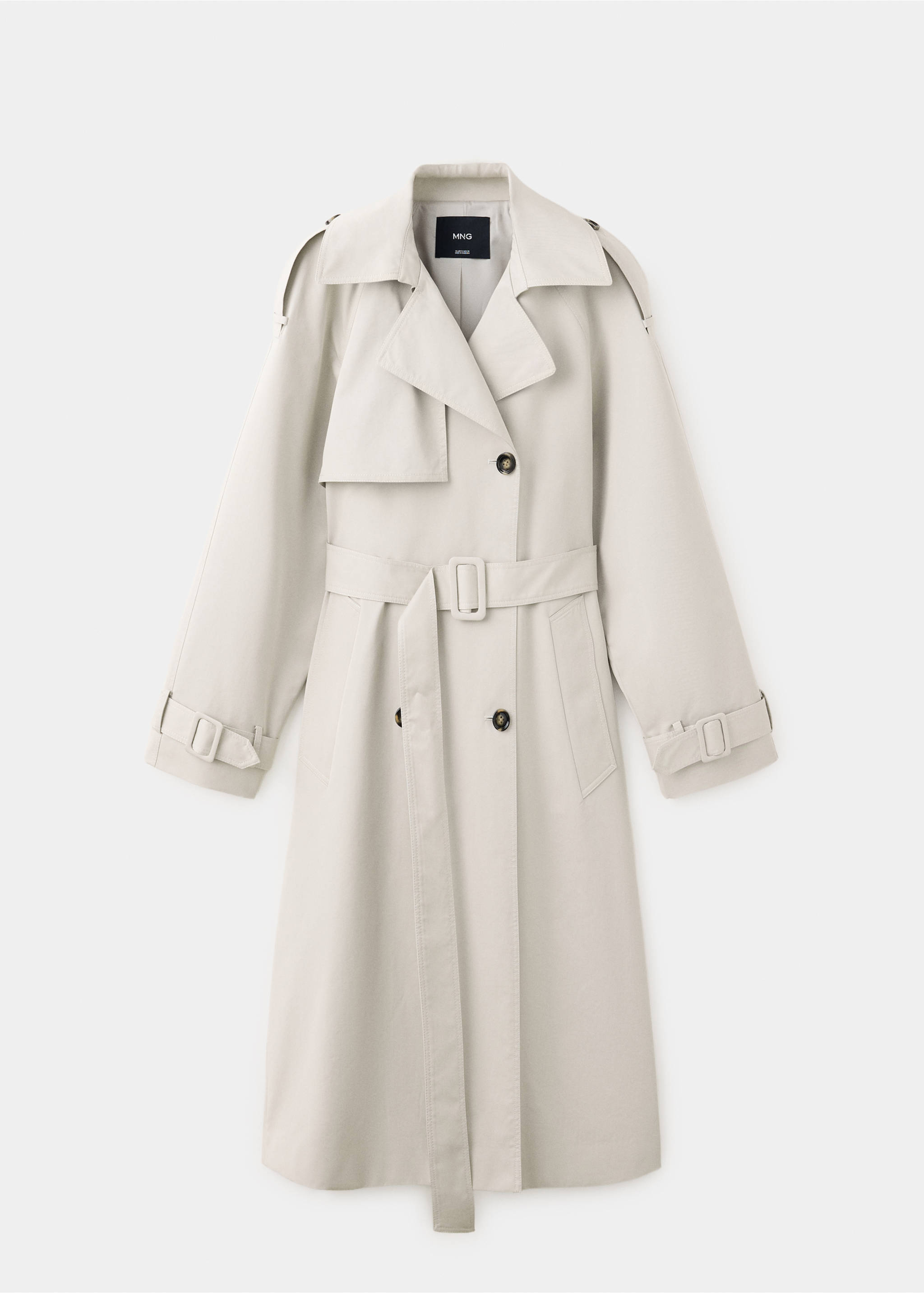 Long double-breasted trench coat - Article without model, Light/Pastel Grey. Ref: 37094786-00.