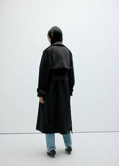 Long double-breasted trench coat — Black 3