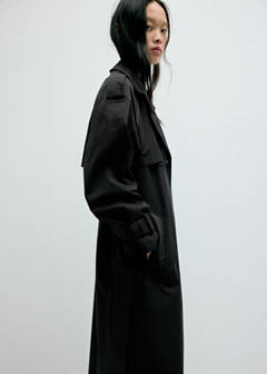 Long double-breasted trench coat — Black 5