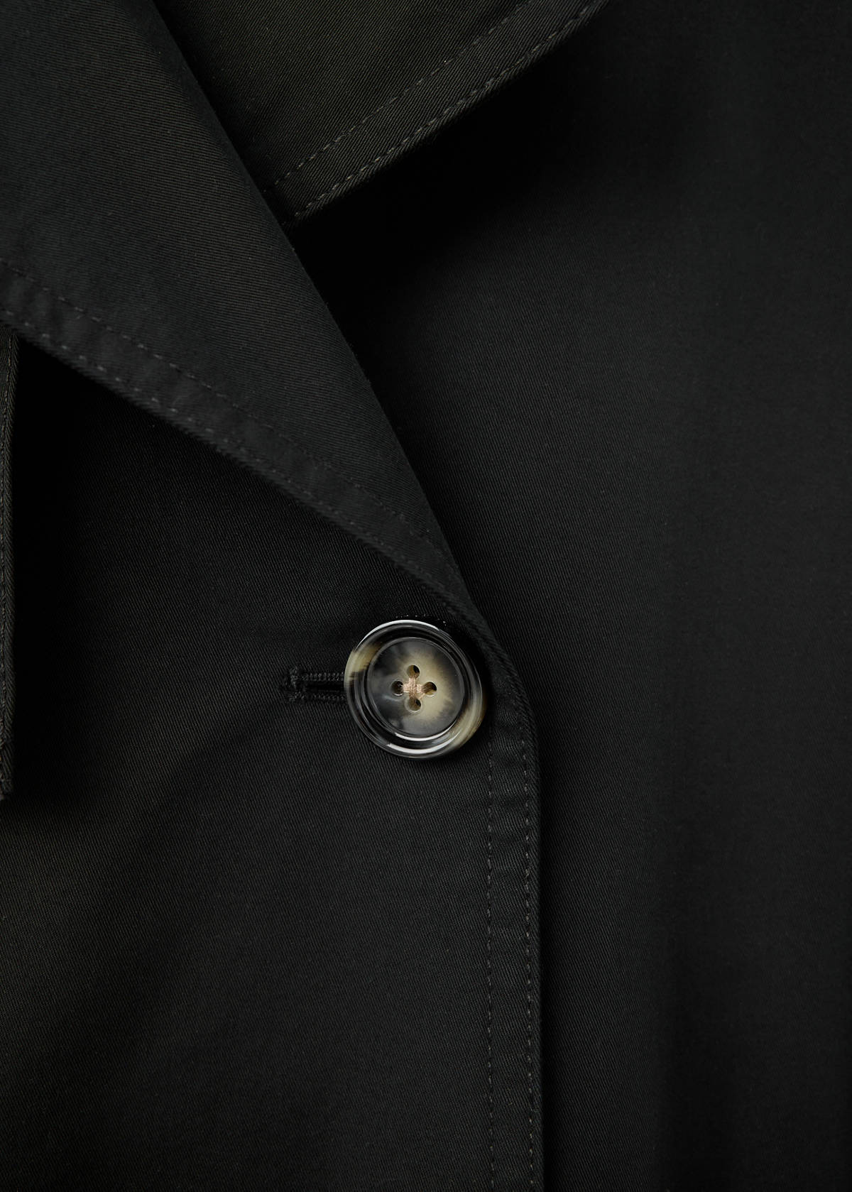 Long double-breasted trench coat — Black