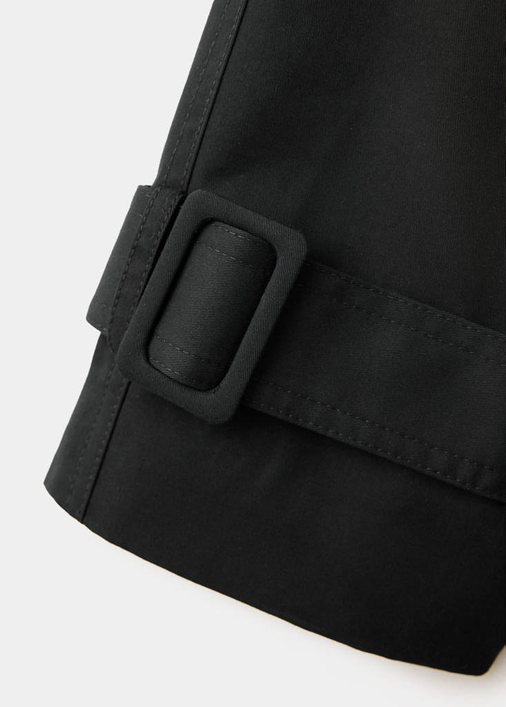 Long double-breasted trench coat — Black