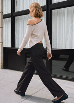 Trousers with embroidered turn-up waistline — Charcoal 3