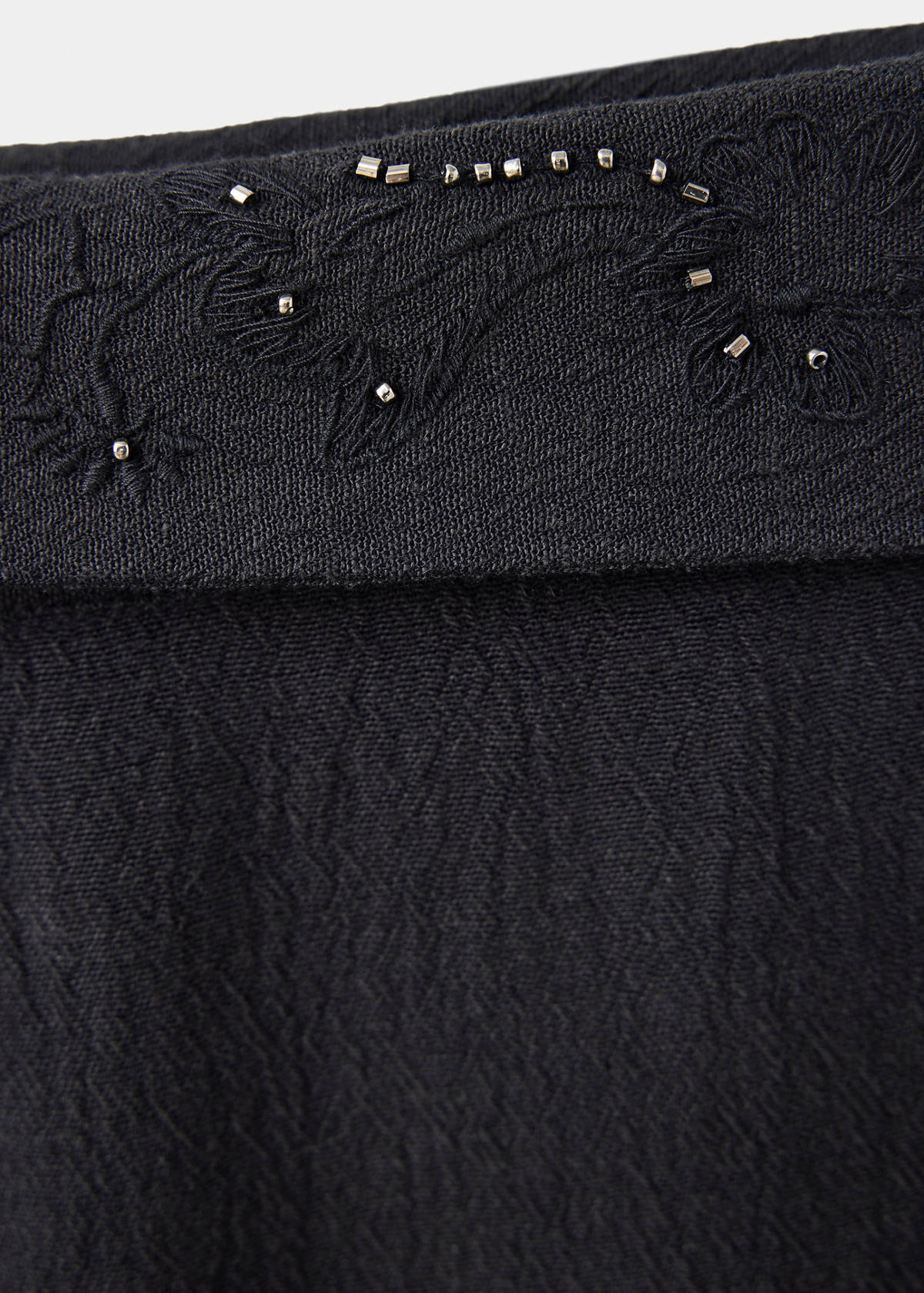 Trousers with embroidered turn-up waistline — Charcoal