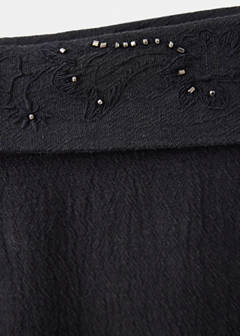 Trousers with embroidered turn-up waistline — Charcoal 5