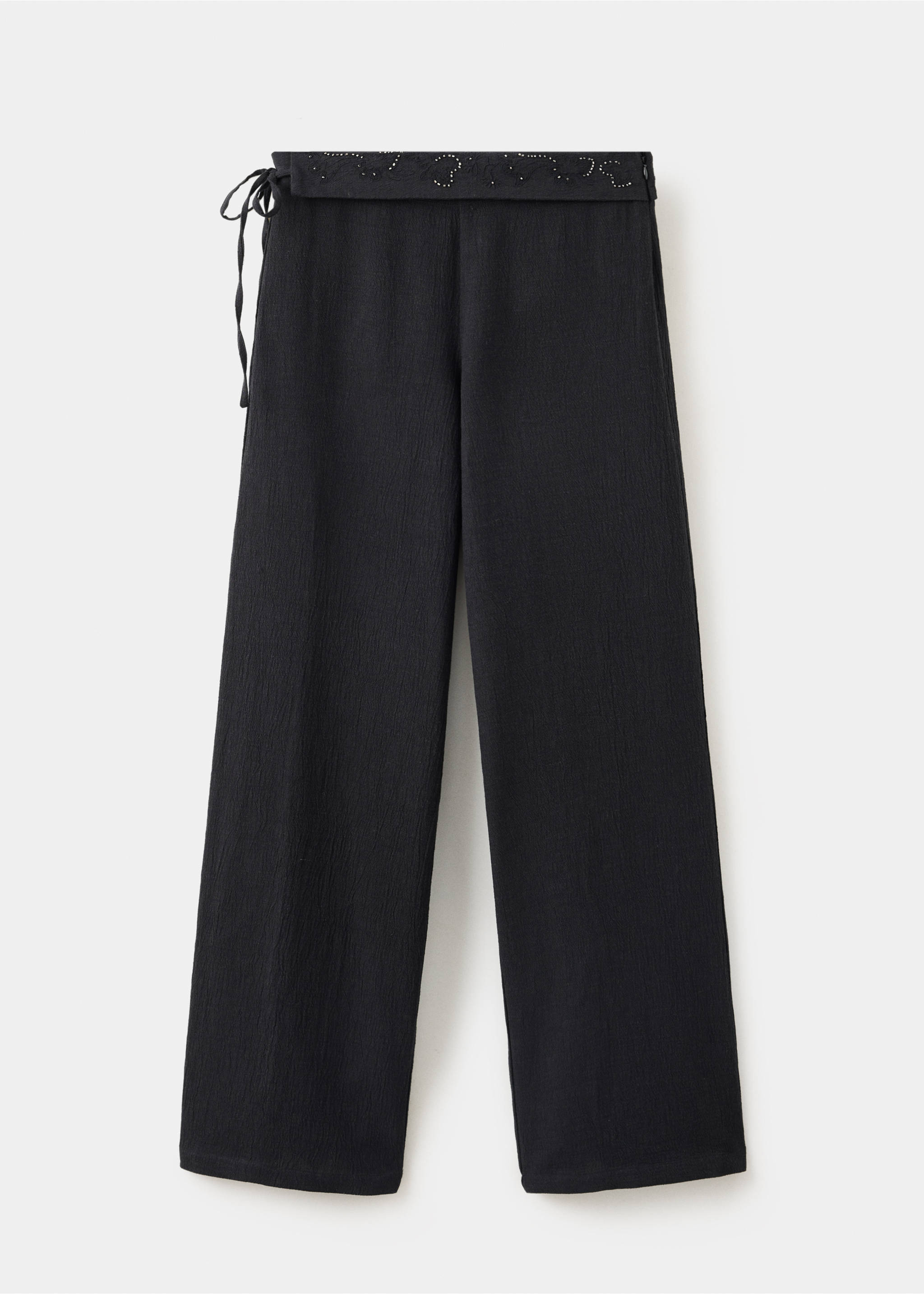 Trousers with embroidered turn-up waistline - Article without model, Charcoal. Ref: 37094787-00.