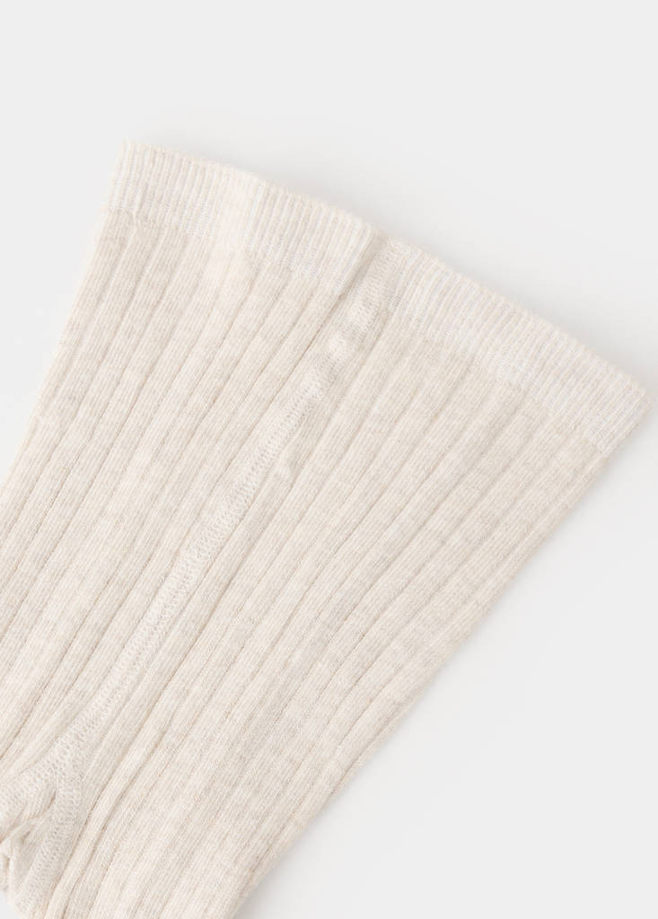 Ribbed knit tights — Beige