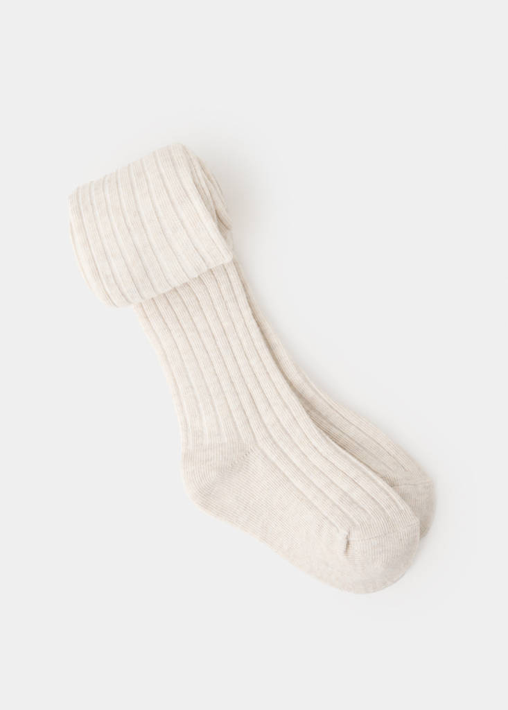 Ribbed knit tights — Beige