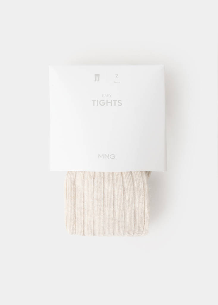 Ribbed knit tights — Beige