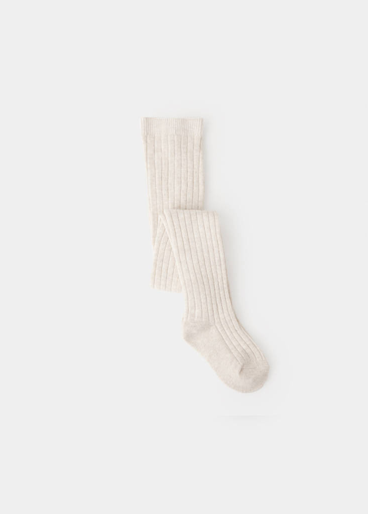 Ribbed knit tights — Beige