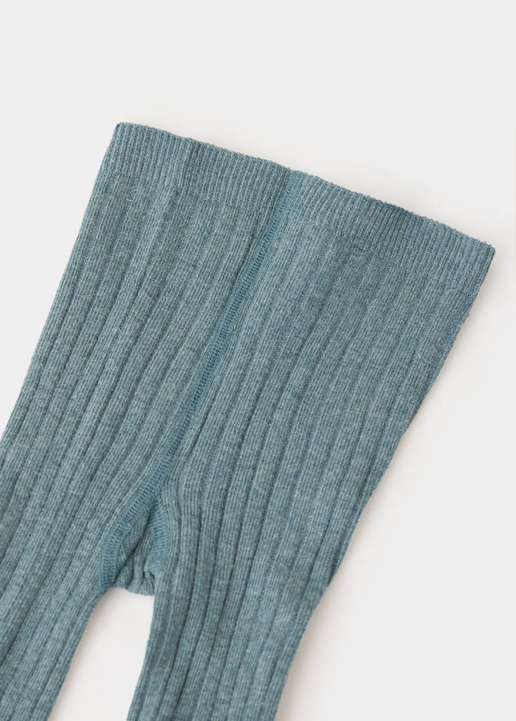 Ribbed knit tights — Aqua Green