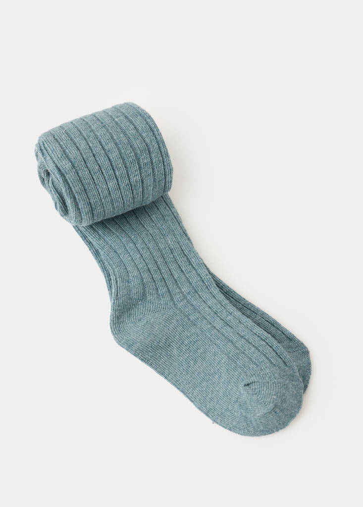 Ribbed knit tights — Aqua Green