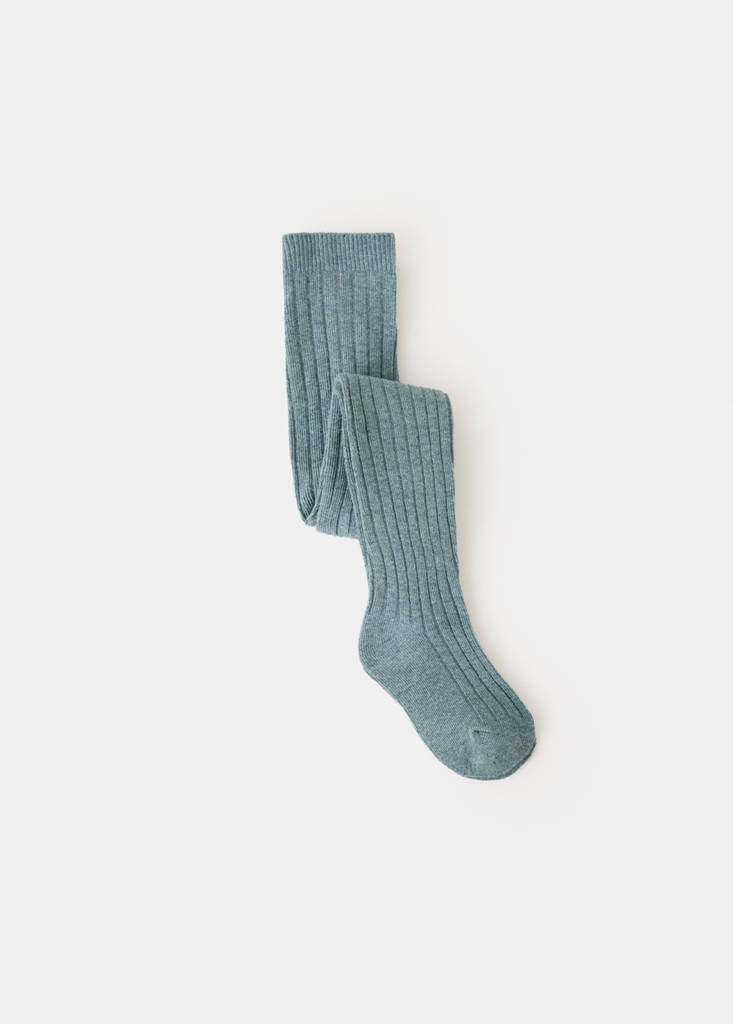 Ribbed knit tights — Aqua Green