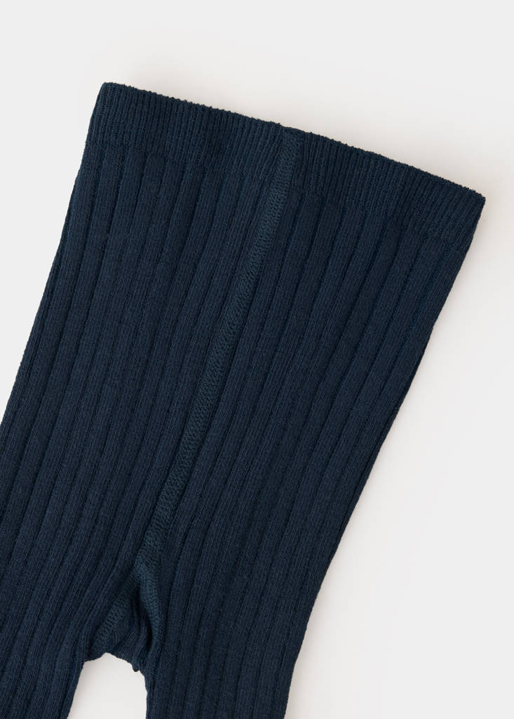 Ribbed knit tights — Navy
