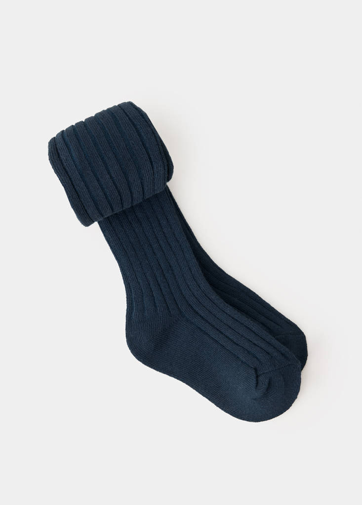 Ribbed knit tights — Navy