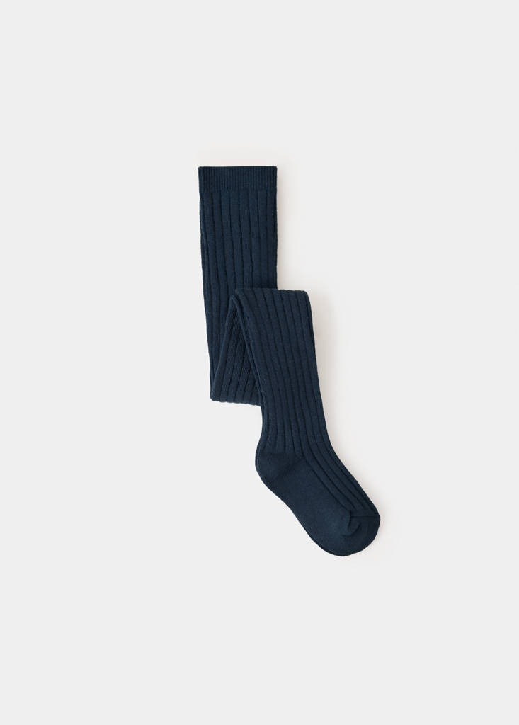 Ribbed knit tights — Navy