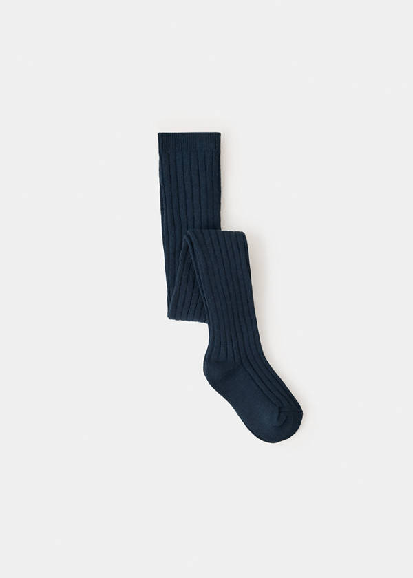 Ribbed knit tights — Navy