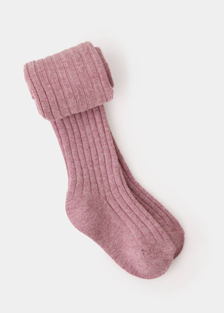 Ribbed knit tights — Pink