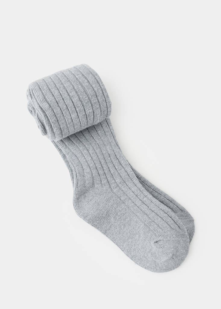 Ribbed knit tights — Medium Heather Grey