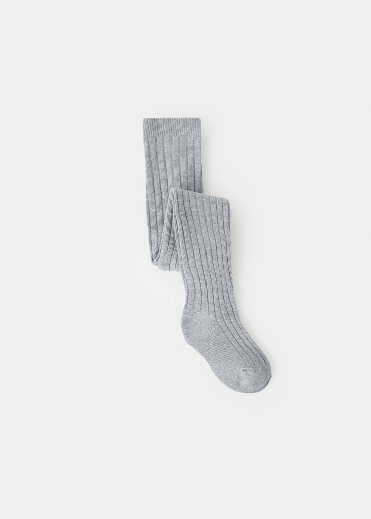 Ribbed knit tights — Medium Heather Grey