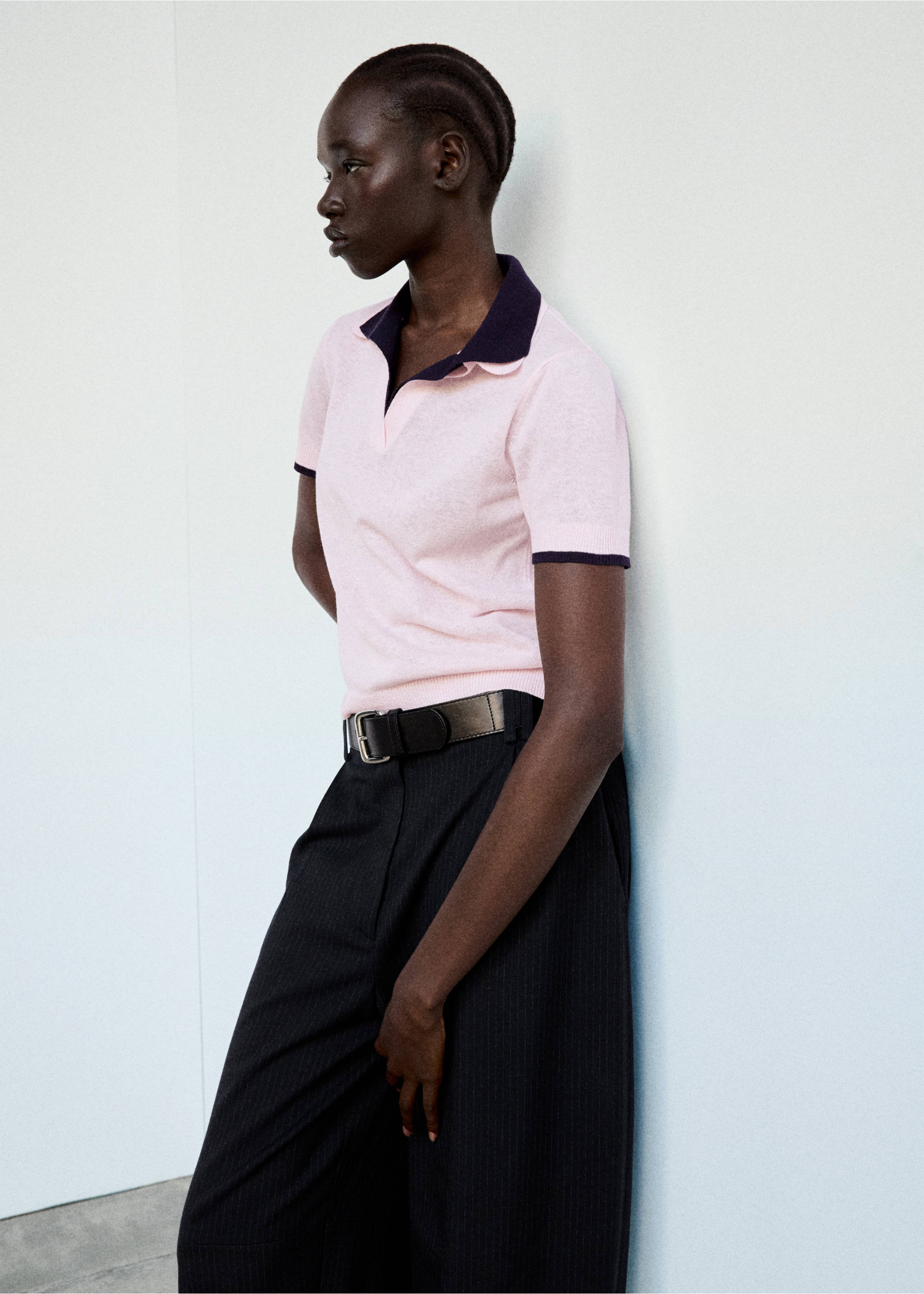 High-waisted balloon trousers - Details of the article 3, Dark Navy. Ref: 37094791-00.