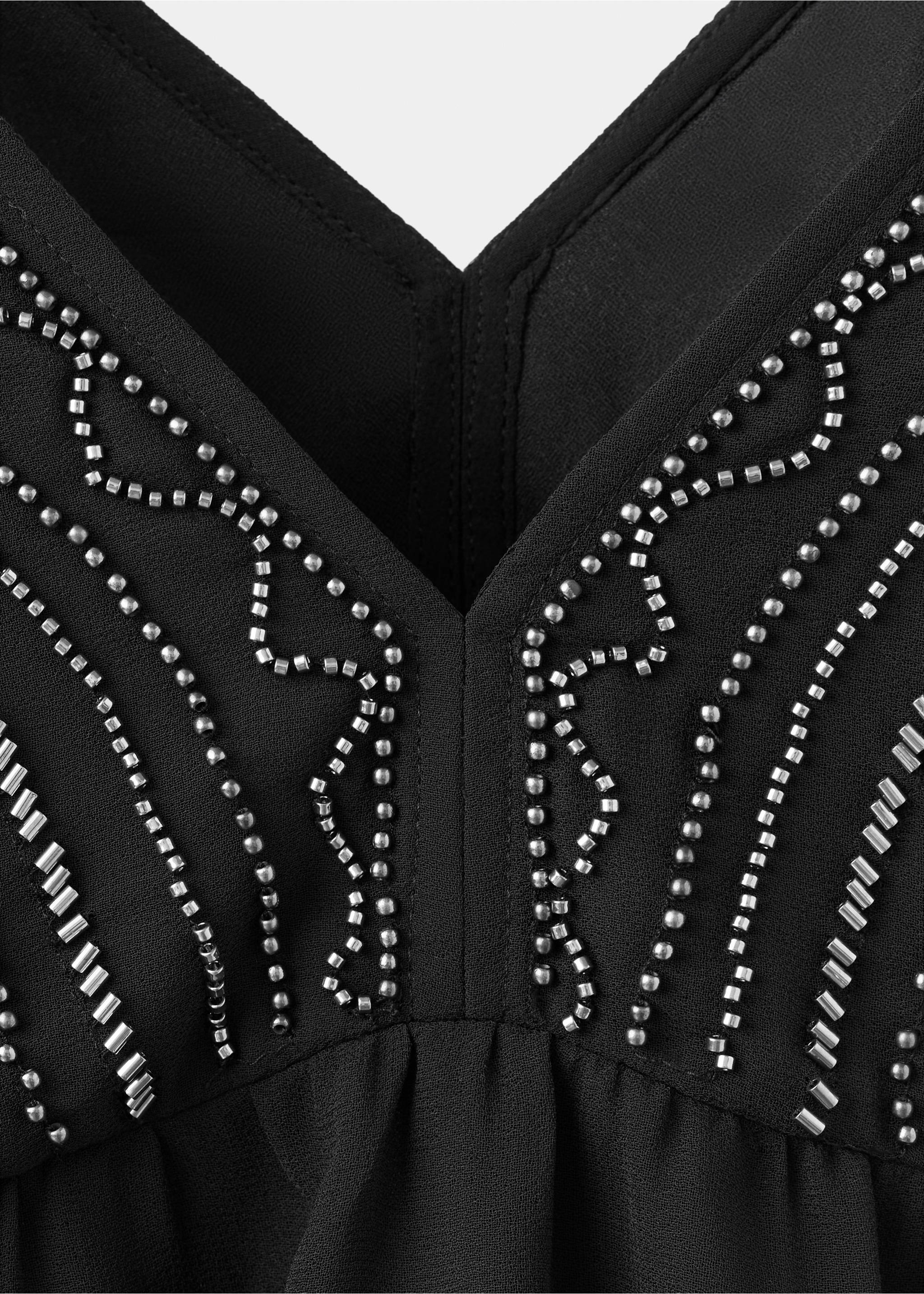 Beaded detail strappy top - Details of the article 8, Black. Ref: 37094792-00.