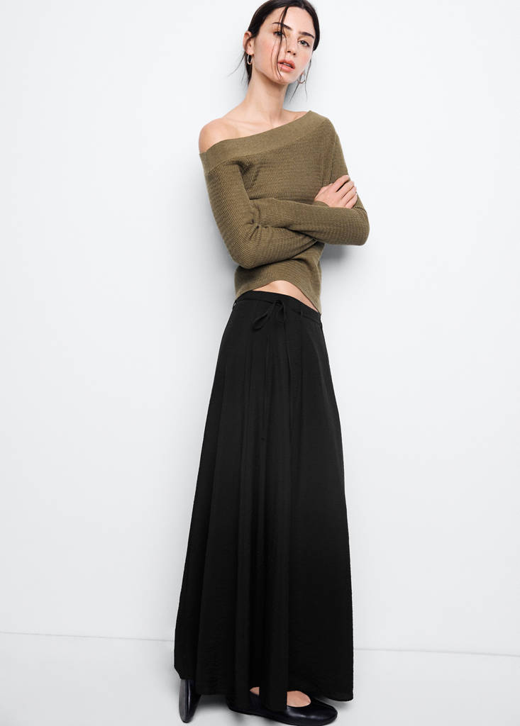 Tie long skirt — Charcoal